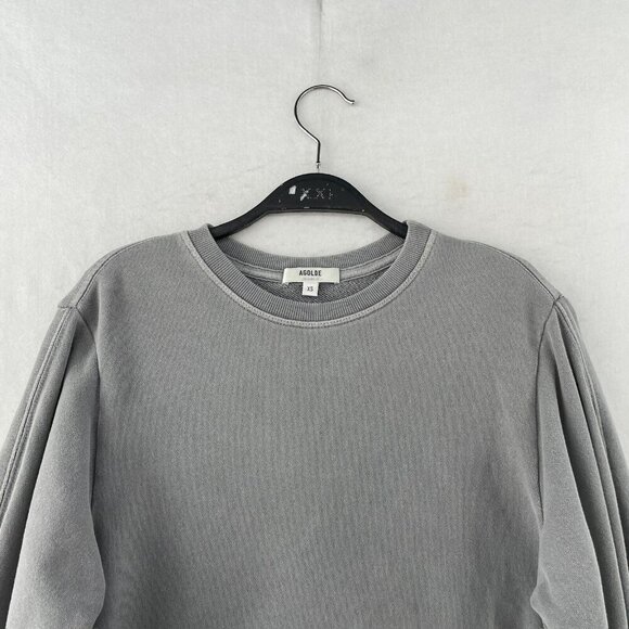 Agolde Los Angeles Sweatshirt Womens XS Gray Fleece Terry Crew Neck 3/4 Sleeves - Picture 6 of 13